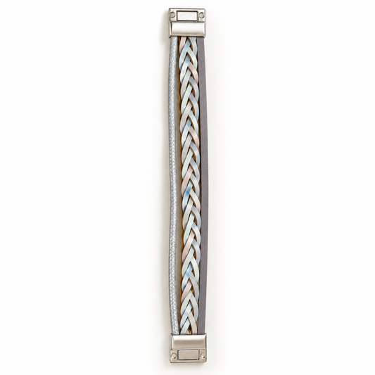 Dual-Tone Signature Reversible Bracelet – Tan & Silver — Photo 2