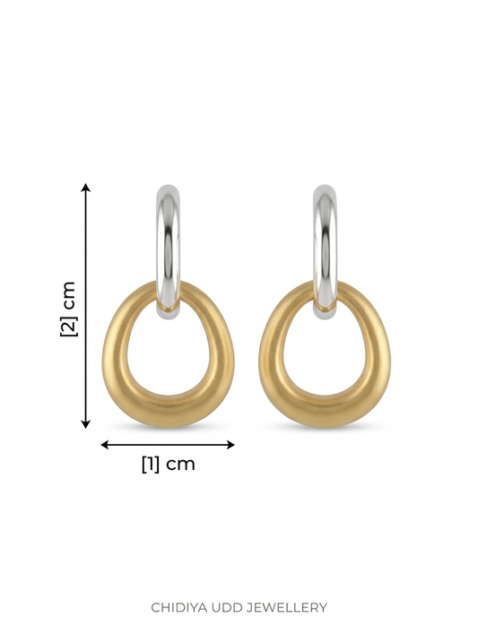 Linked Double Hoop Earrings – Gold & Silver — Photo 2