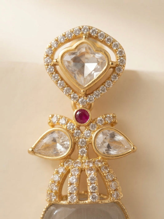 Pearl Grey Crystal Earrings – Heritage Luxe Drop — Photo 2