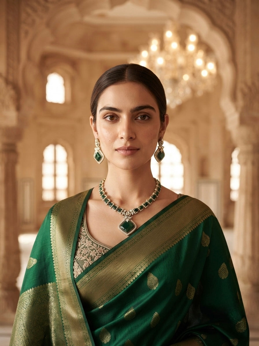 Emerald Green Crystal Necklace Set — Photo 7