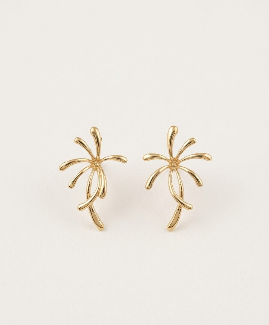 Gold sculpted petal drop earrings