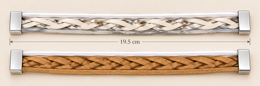 Braided Duo Reversible Bracelet – Silver & Tan — Photo 1