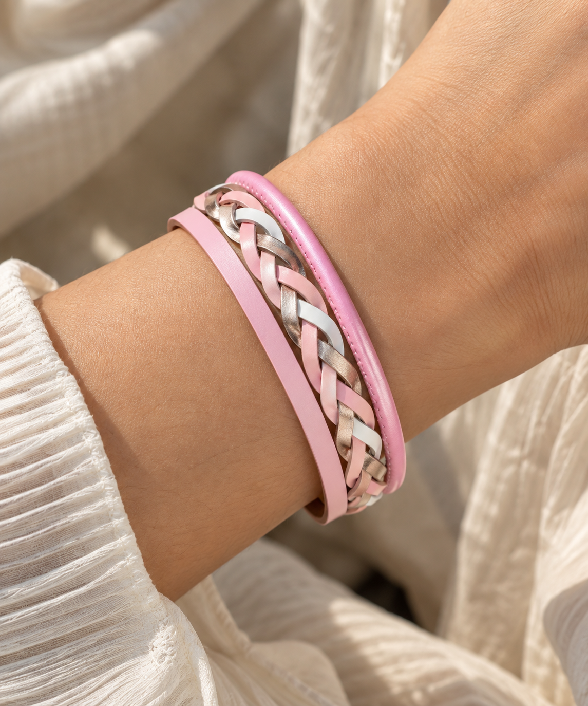 Blush Harmony Reversible Bracelet – Pink & Metallic — Photo 4
