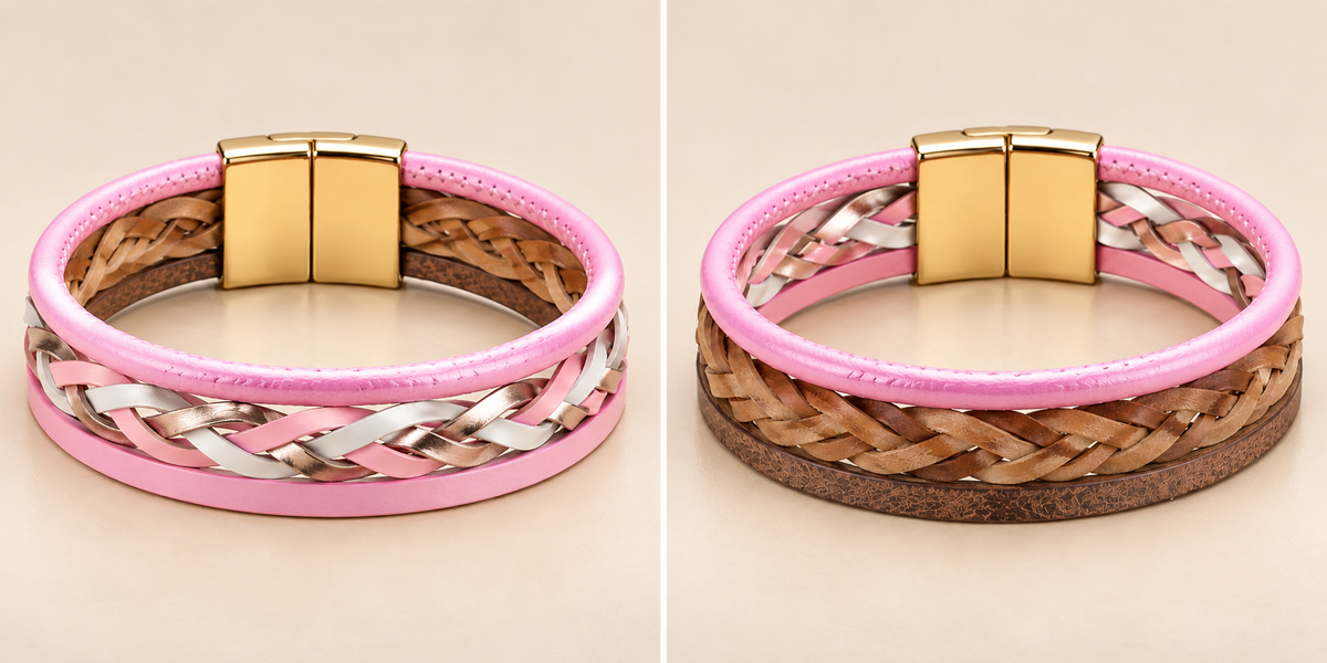 Blush Harmony Reversible Bracelet – Pink & Metallic — Photo 7