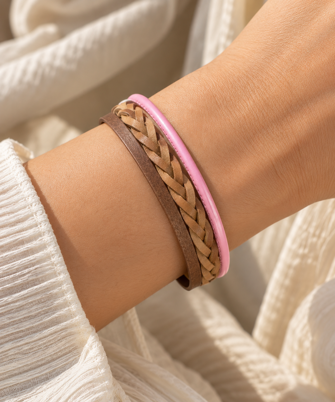 Blush Harmony Reversible Bracelet – Pink & Metallic — Photo 8
