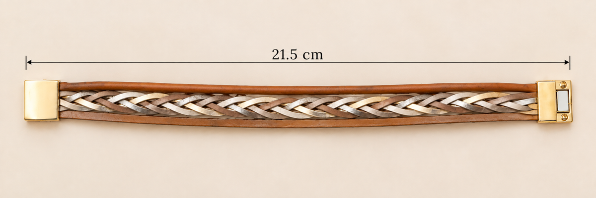 Heritage Weave Reversible Bracelet – Tan & Metallic — Photo 3