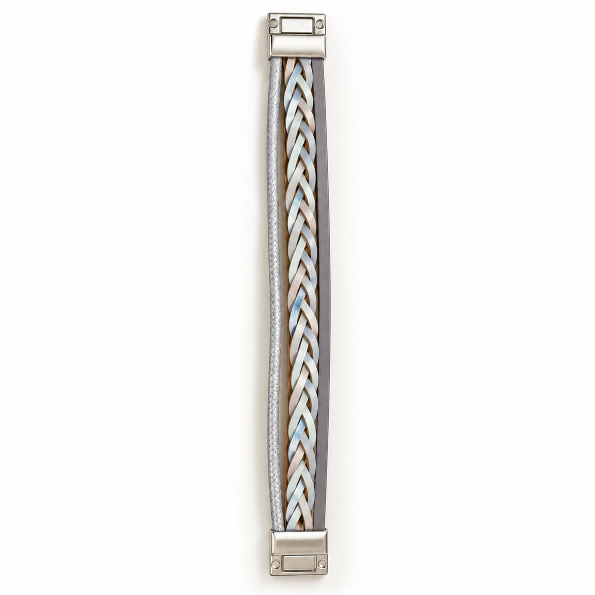 Dual-Tone Signature Reversible Bracelet – Tan & Silver — Photo 2