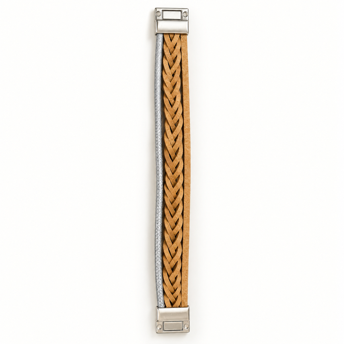 Dual-Tone Signature Reversible Bracelet – Tan & Silver — Photo 4