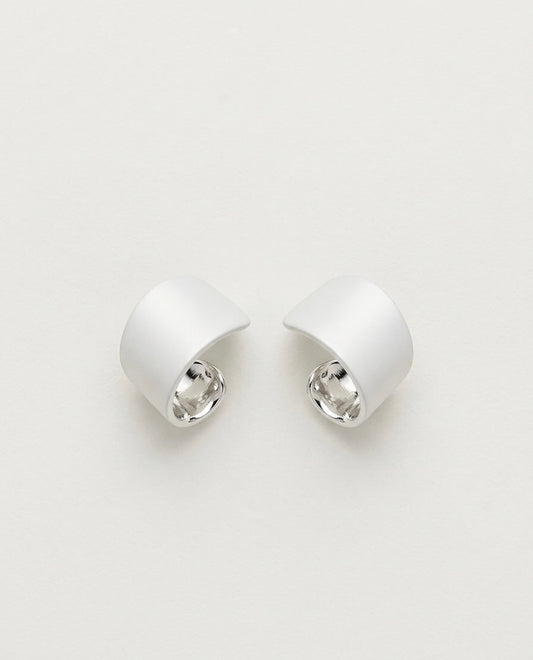 Ivory Sculpted Cuff Stud Earrings – Silver — Photo 1