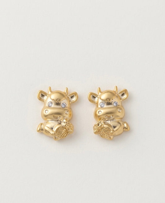 Lucky Ox Statement Stud Earrings – Gold — Photo 1