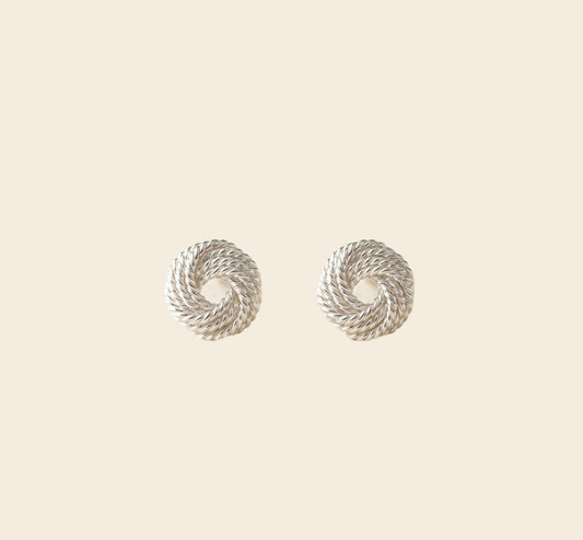 Twisted Rope Knot Stud Earrings – Silver — Photo 1