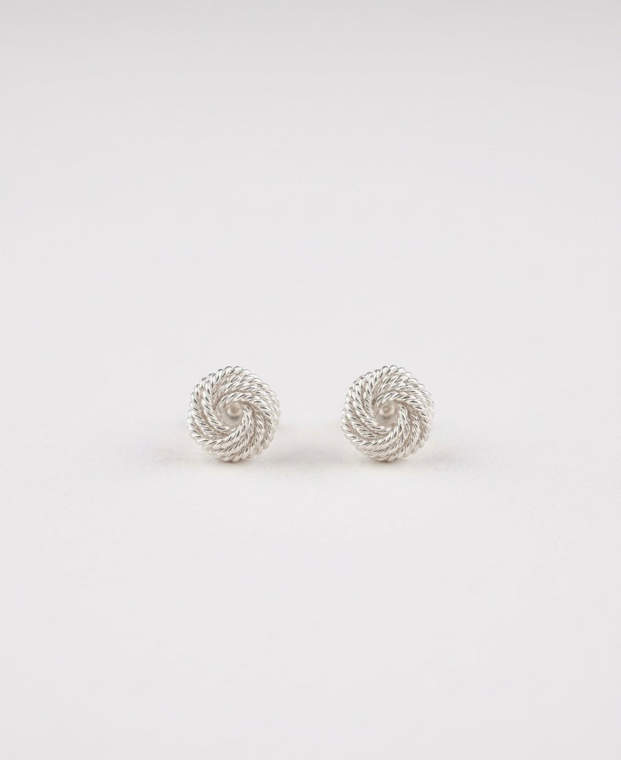 Twisted Rope Knot Stud Earrings – Silver — Photo 2