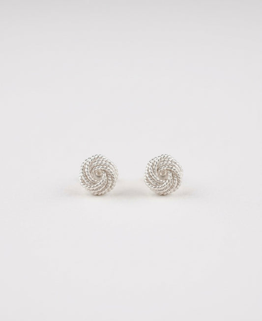 Twisted Rope Knot Stud Earrings – Silver — Photo 2