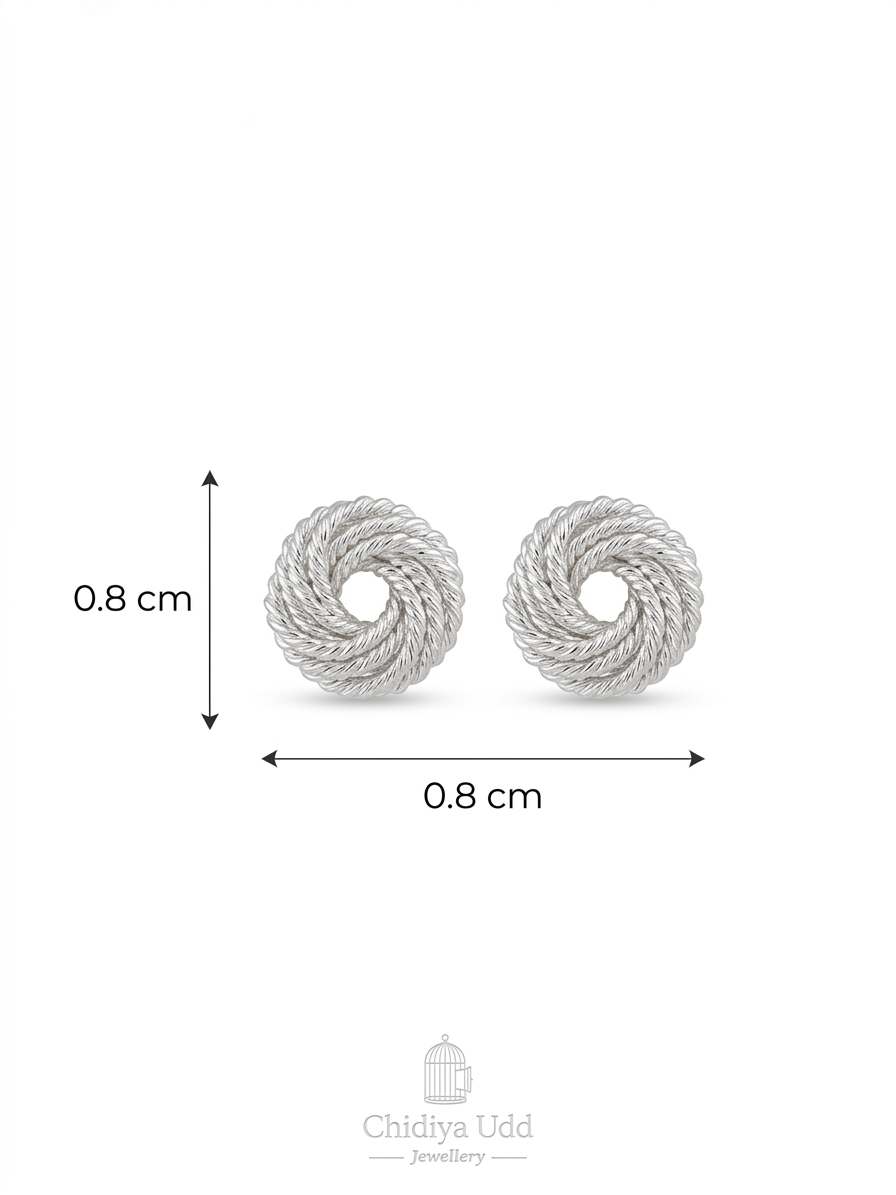 Twisted Rope Knot Stud Earrings – Silver — Photo 5