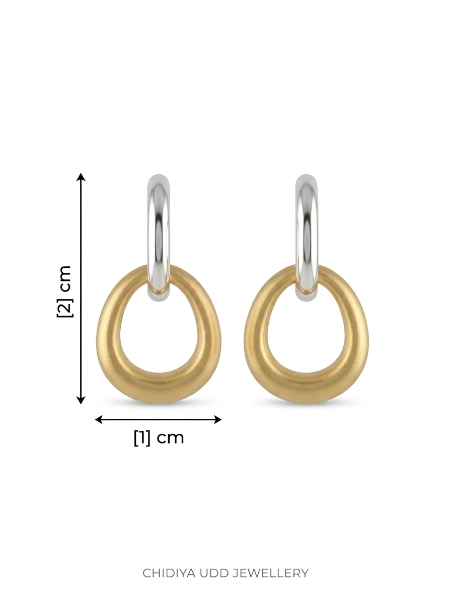Linked Double Hoop Earrings – Gold & Silver — Photo 2