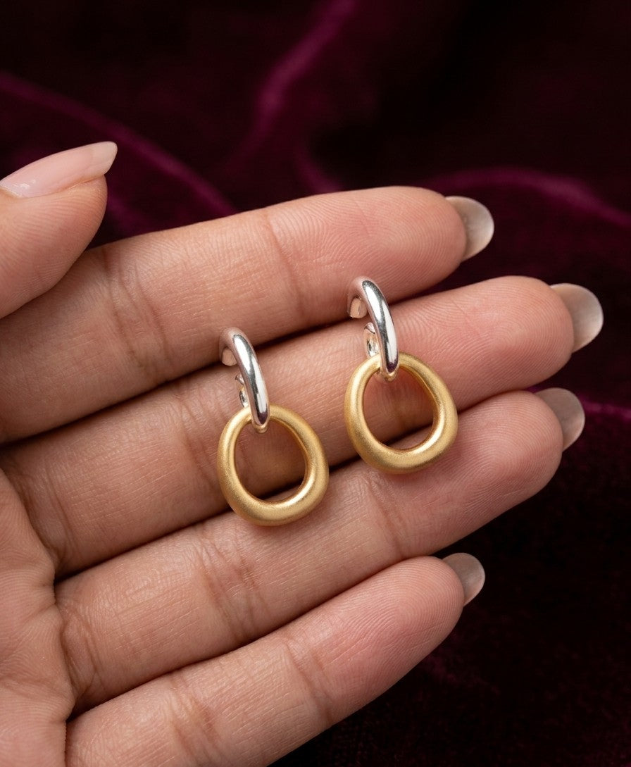 Linked Double Hoop Earrings – Gold & Silver — Photo 6