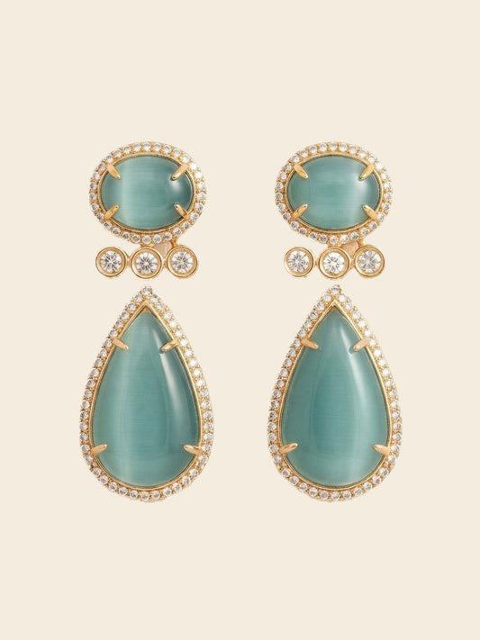 Aqua Luxe Drop Earrings – Oval & Teardrop Crystal Design — Photo 1