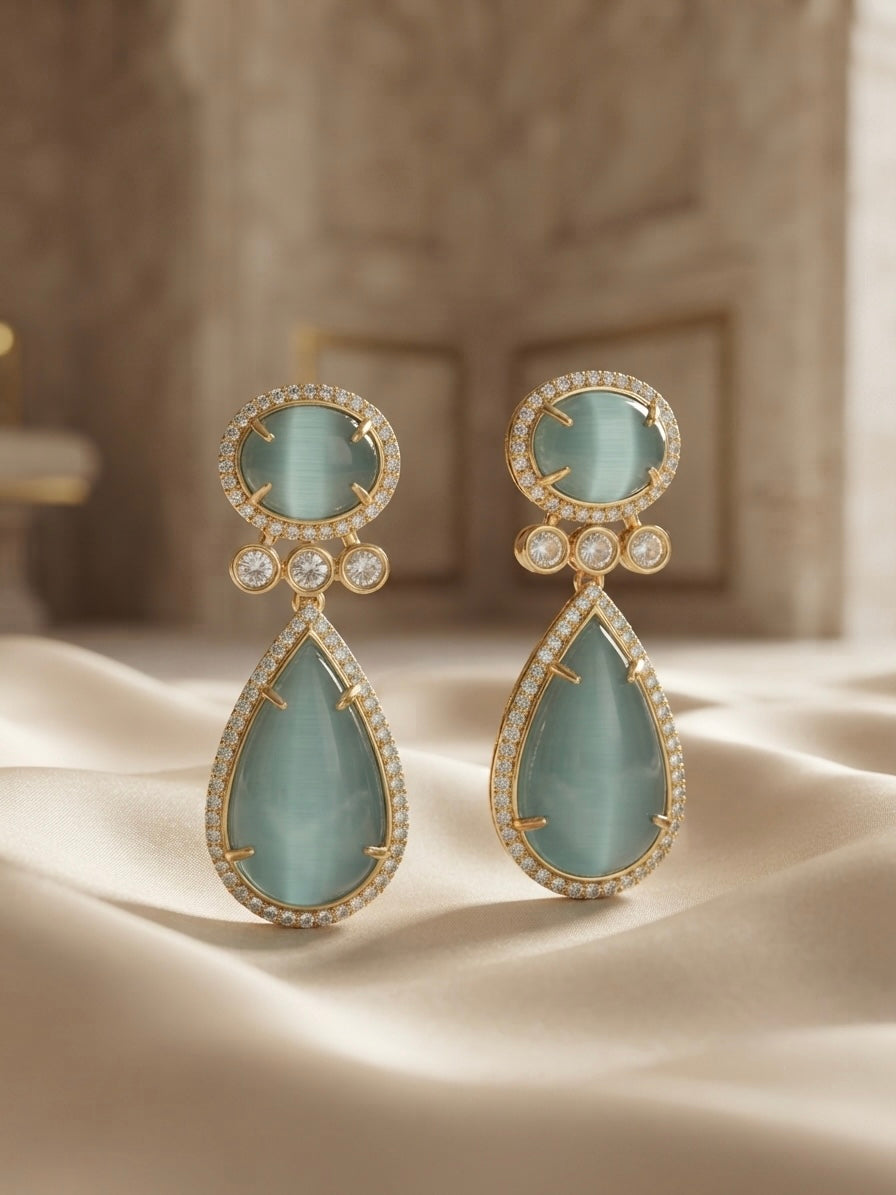 Aqua Luxe Drop Earrings – Oval & Teardrop Crystal Design — Photo 10
