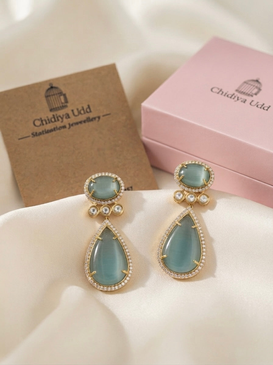 Aqua Luxe Drop Earrings – Oval & Teardrop Crystal Design — Photo 11