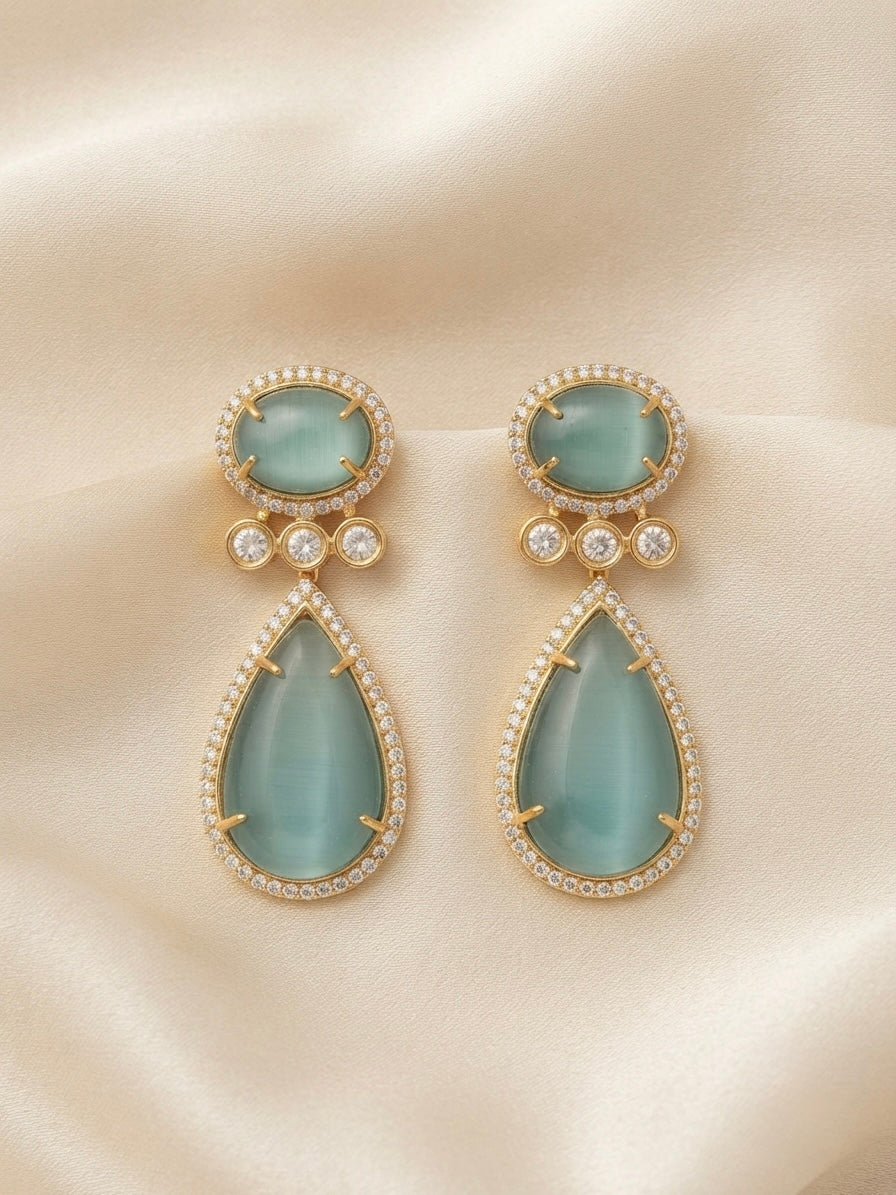 Aqua Luxe Drop Earrings – Oval & Teardrop Crystal Design — Photo 8