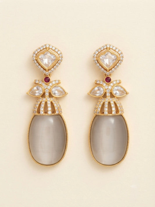 Pearl Grey Crystal Earrings – Heritage Luxe Drop — Photo 1