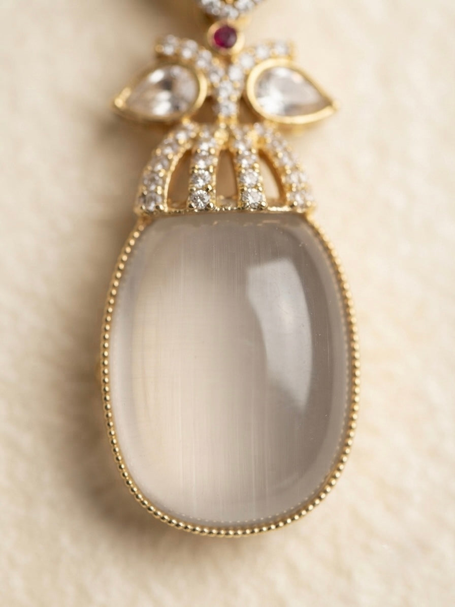Pearl Grey Crystal Earrings – Heritage Luxe Drop — Photo 3