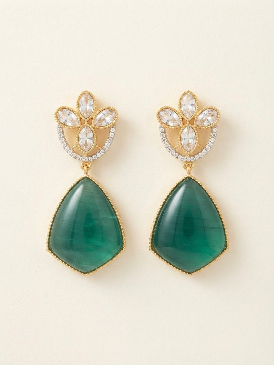 Emerald Teardrop Crystal Earrings – Floral Luxe Drop — Photo 1