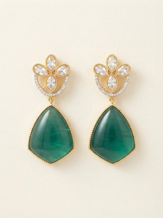 Emerald Teardrop Crystal Earrings – Floral Luxe Drop — Photo 1