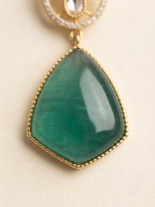Emerald Teardrop Crystal Earrings – Floral Luxe Drop — Photo 2
