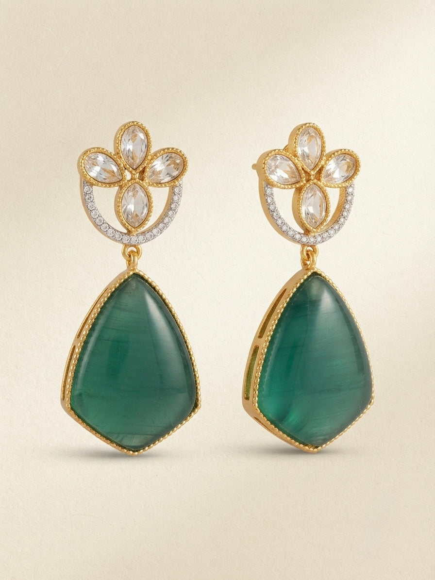 Emerald Teardrop Crystal Earrings – Floral Luxe Drop — Photo 3