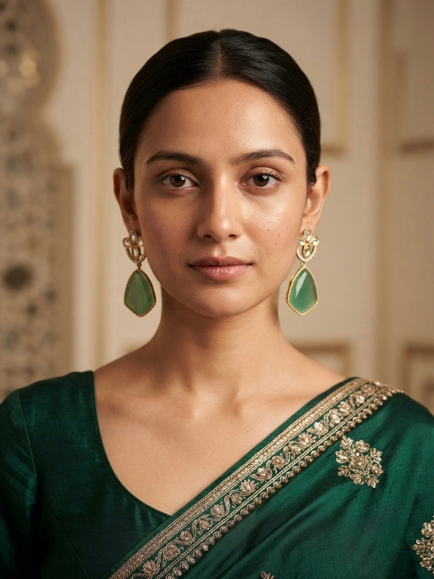 Emerald Teardrop Crystal Earrings – Floral Luxe Drop — Photo 4