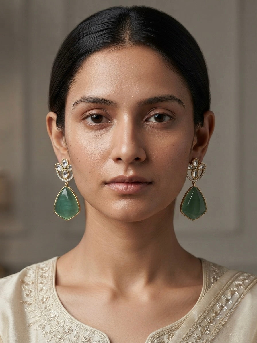 Emerald Teardrop Crystal Earrings – Floral Luxe Drop — Photo 6