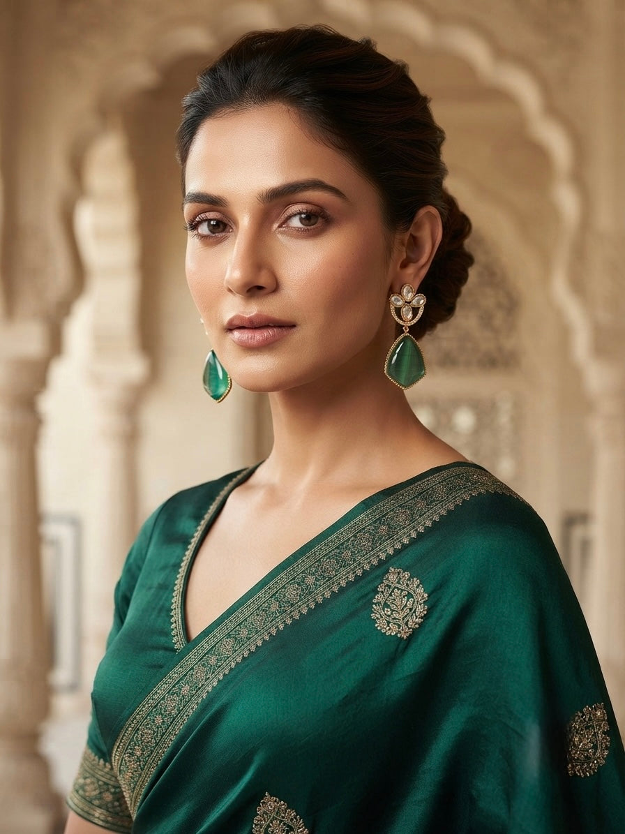 Emerald Teardrop Crystal Earrings – Floral Luxe Drop — Photo 7