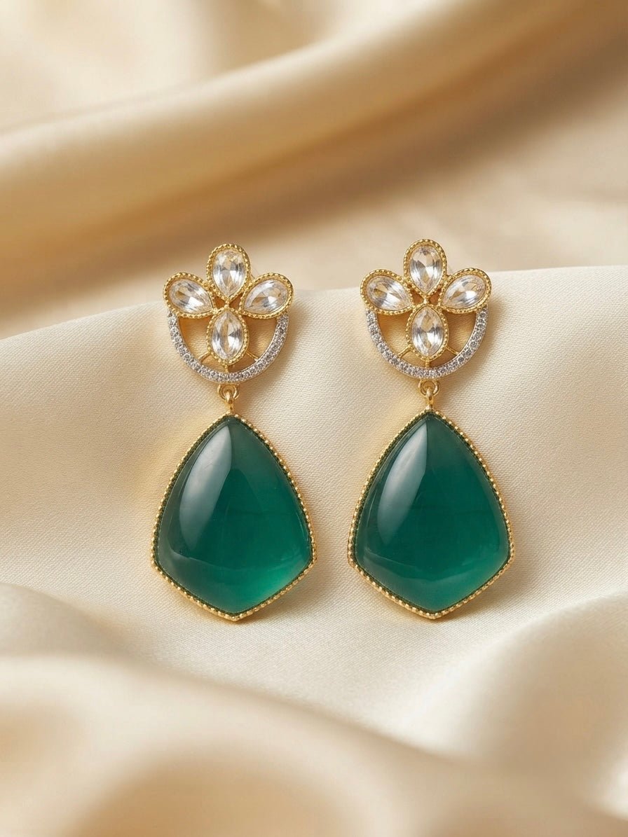 Emerald Teardrop Crystal Earrings – Floral Luxe Drop — Photo 8