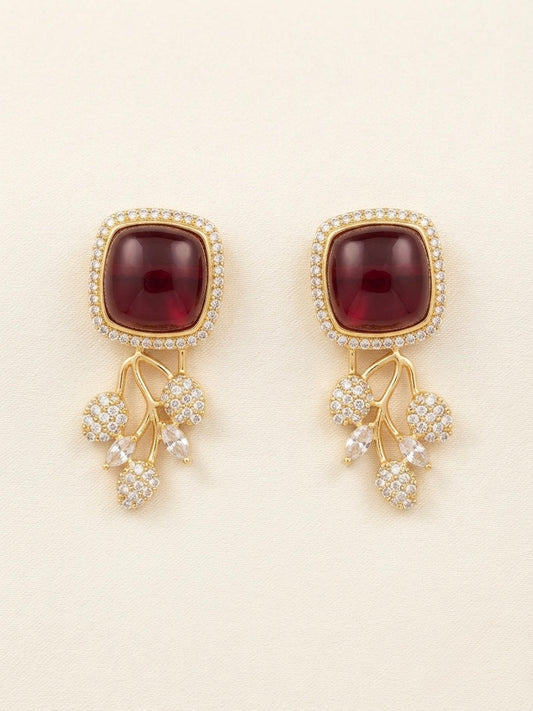 Burgundy Crystal Cluster Earrings – Couture Drop — Photo 1
