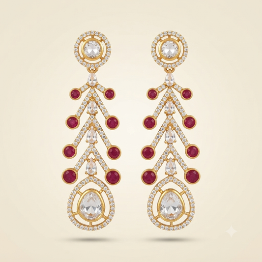 Ruby Crystal Chandelier Earrings – Cascading Teardrop Design — Photo 1