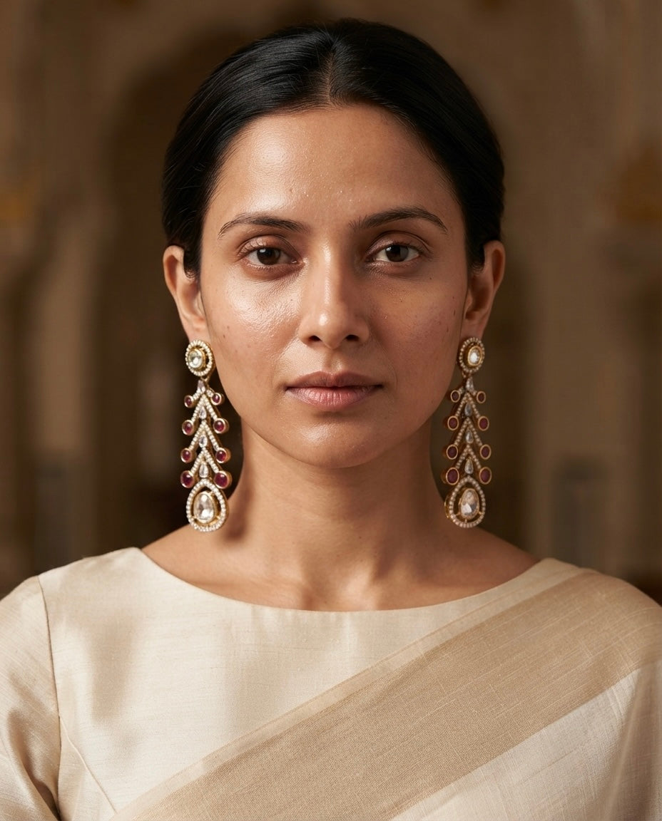 Ruby Crystal Chandelier Earrings – Cascading Teardrop Design — Photo 3