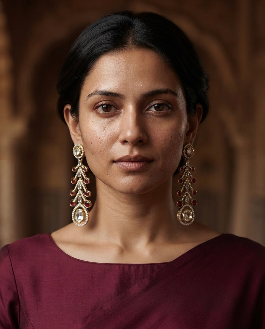 Ruby Crystal Chandelier Earrings – Cascading Teardrop Design — Photo 7
