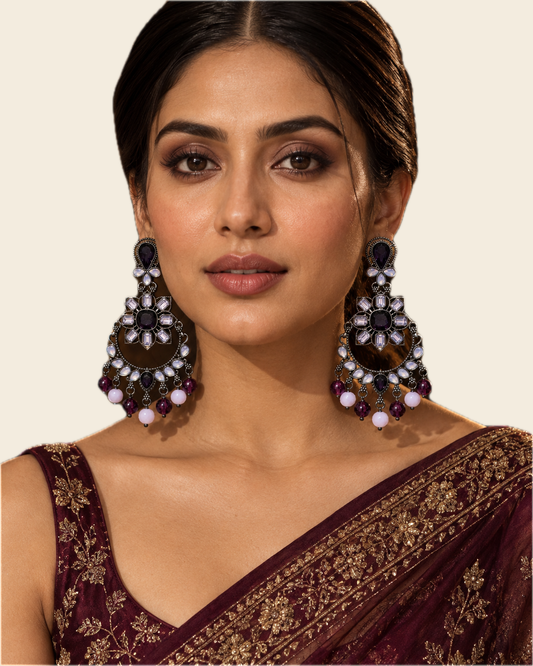 Amethyst Crystal Chandelier Earrings – Vintage Glamour Drop — Photo 1
