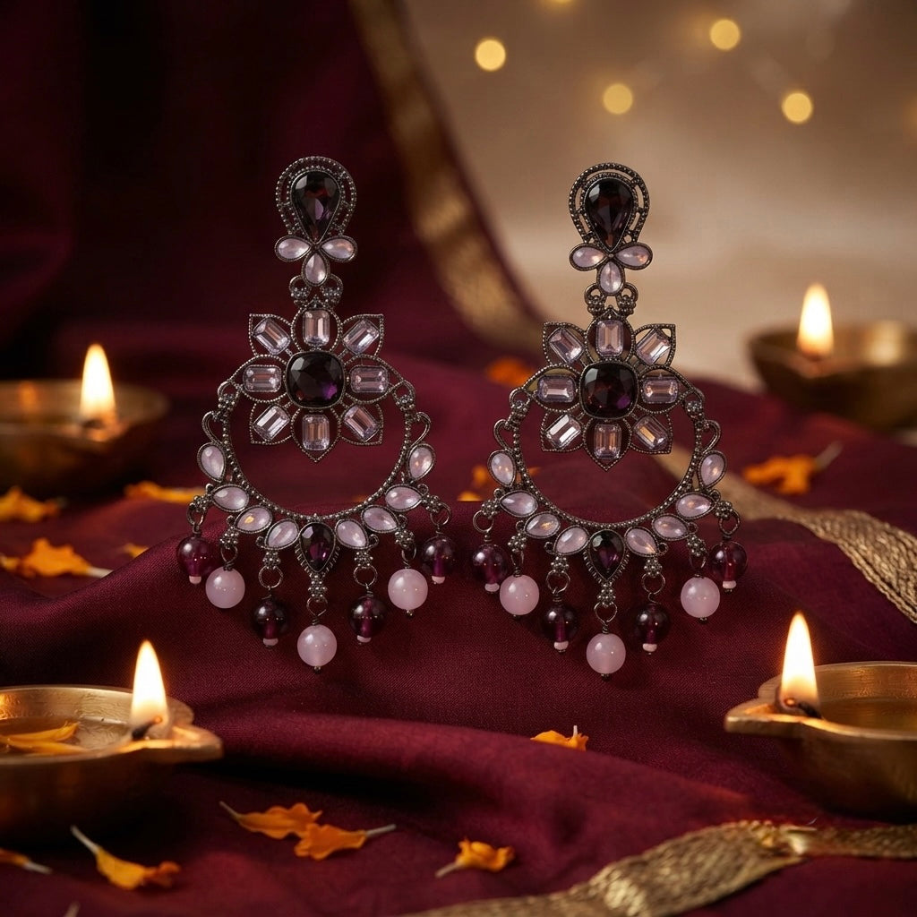 Amethyst Crystal Chandelier Earrings – Vintage Glamour Drop — Photo 4