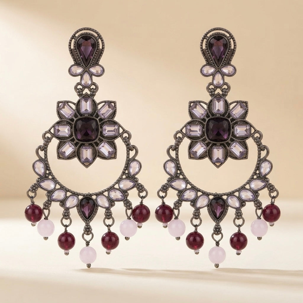 Amethyst Crystal Chandelier Earrings – Vintage Glamour Drop — Photo 7