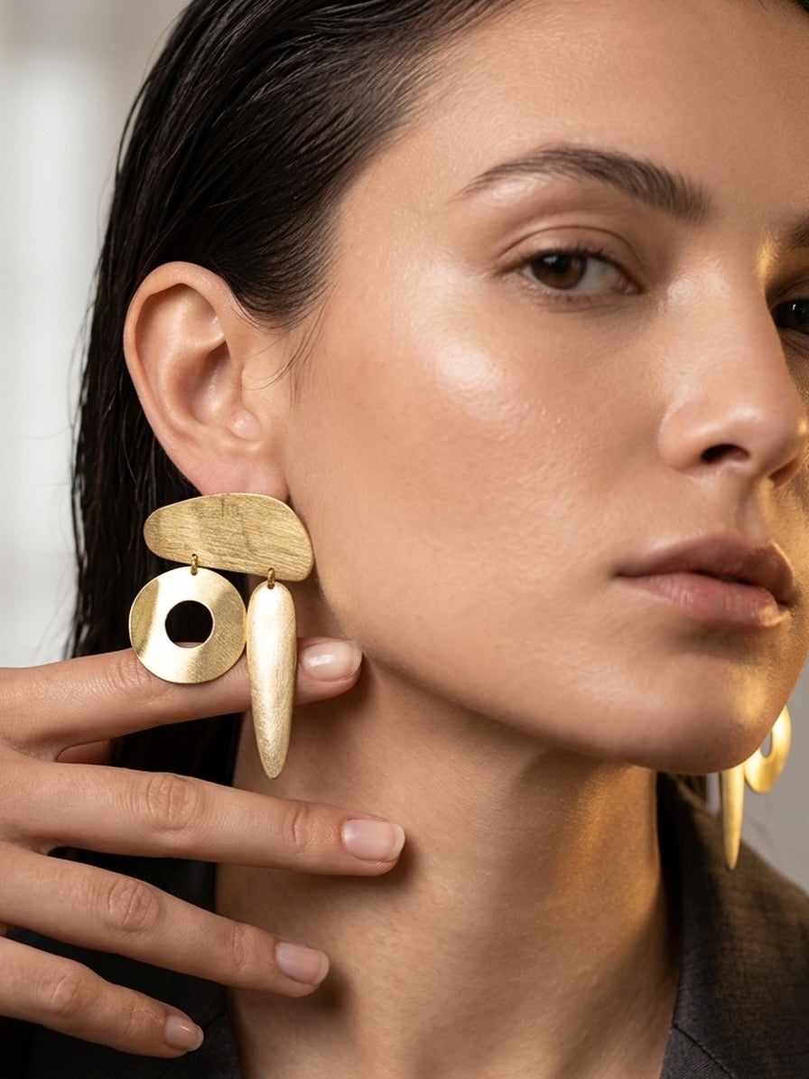Geometric Halo Drop Earrings — Photo 4