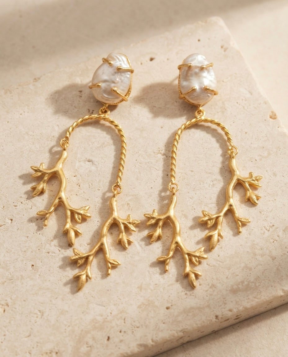 Pearl Branch Statement Earrings — Photo 1