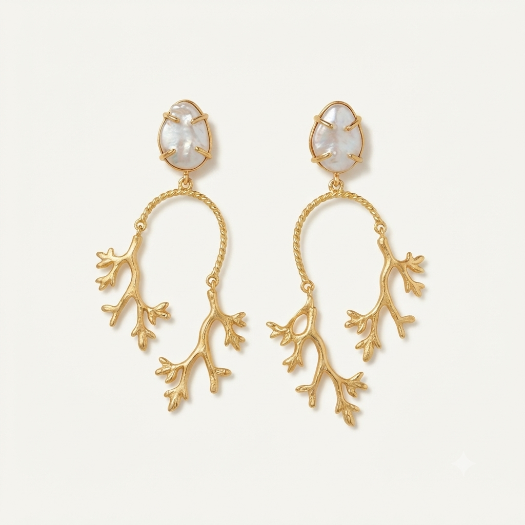 Pearl Branch Statement Earrings — Photo 2