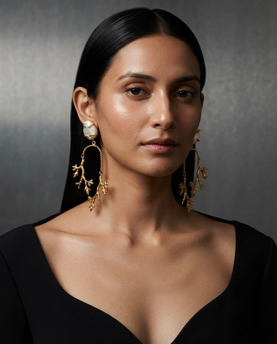 Pearl Branch Statement Earrings — Photo 3