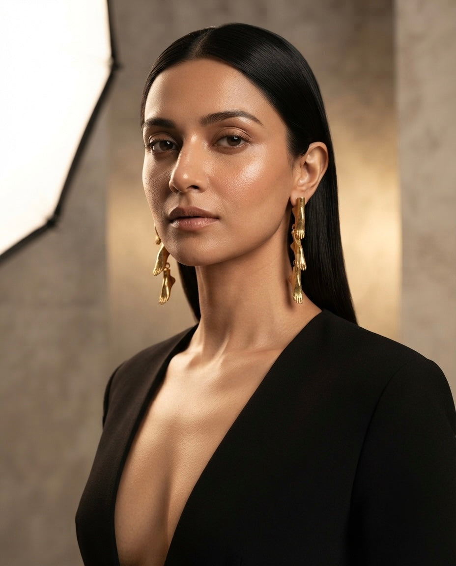 Sculptural Hands Drop Earrings — Photo 4