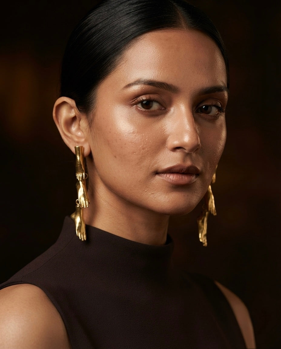 Sculptural Hands Drop Earrings — Photo 5