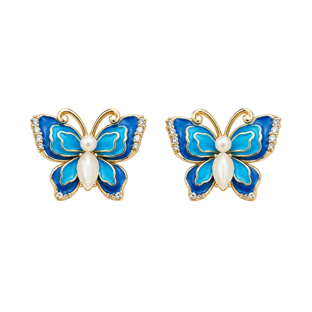 Sapphire Butterfly Pearl Earrings — Photo 1