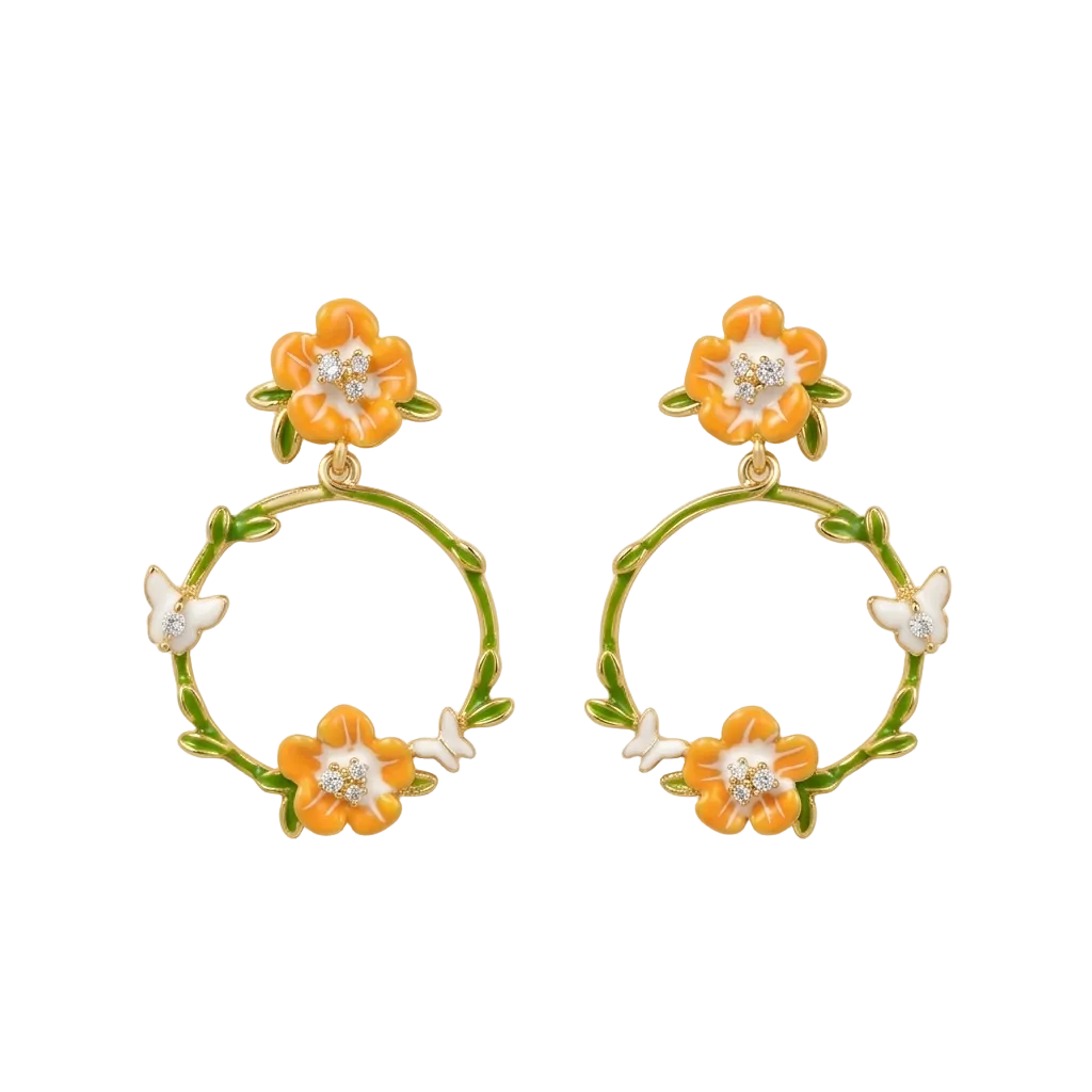 Garden Bloom Butterfly Hoop Earrings — Photo 1