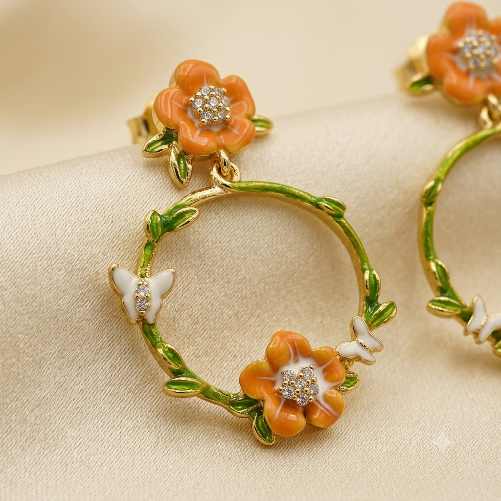 Garden Bloom Butterfly Hoop Earrings — Photo 2